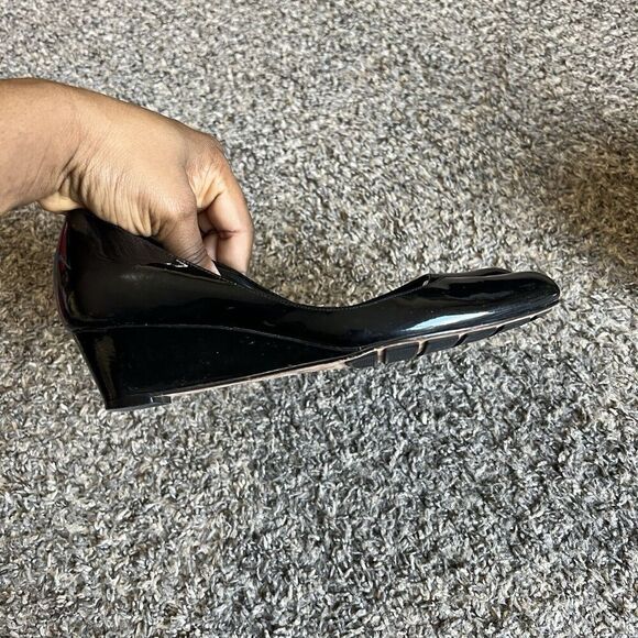 Cole Haan NikeAir Wedge Pumps Heel Shoes Size 7 B Black Patent Leather Office - Picture 3 of 7